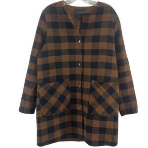 Tahari Brown and Black Plaid Coat
